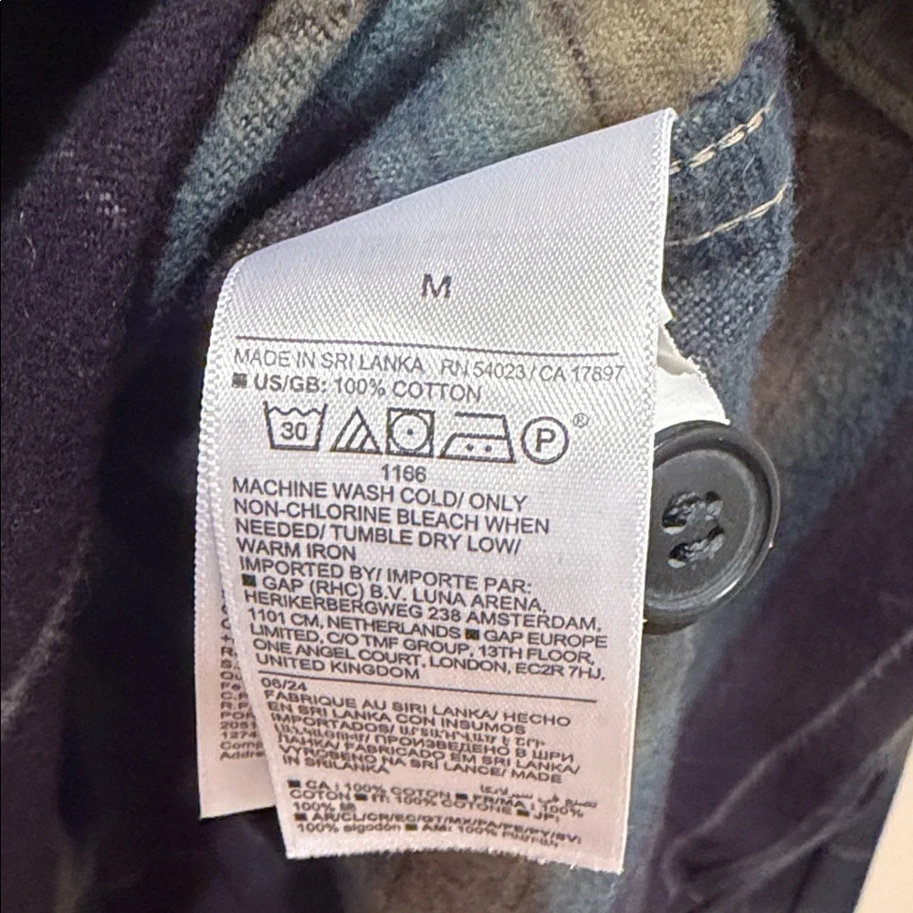 Banana Republic Plaid Flannel Shirt M Relaxed Fit Blue Green Cotton